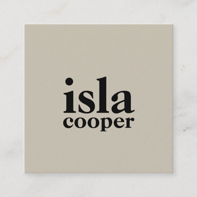 Minimalist Typography Neutral Beige Calling Card (Front)