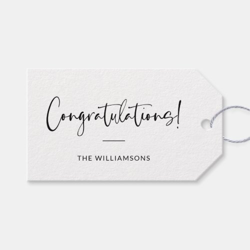 Minimalist Typography Personalized Congratulations Gift Tags