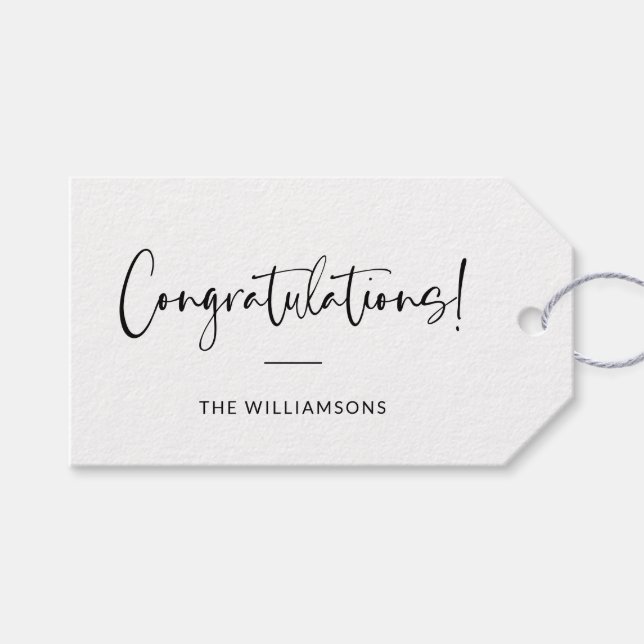 Minimalist Typography Personalized Congratulations Gift Tags (Front (Horizontal))