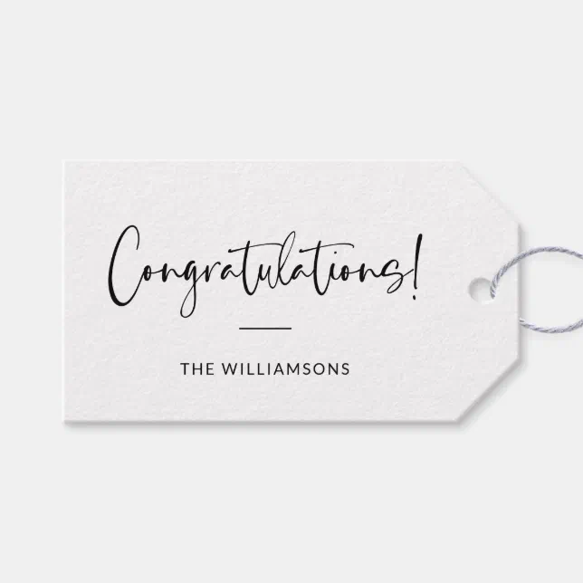 Minimalist Typography Personalized Congratulations Gift Tags | Zazzle