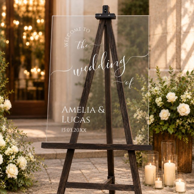 Minimalist Typography Personalized Wedding Welcome Acrylic Sign (Creator Uploaded)