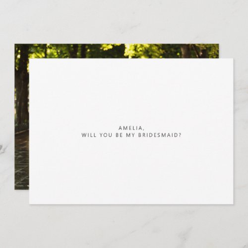 Minimalist Typography Photo Bridesmaid Proposal Note Card