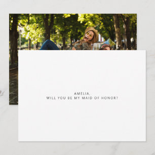 Minimalist Typography Photo Maid of Honor Proposal Note Card