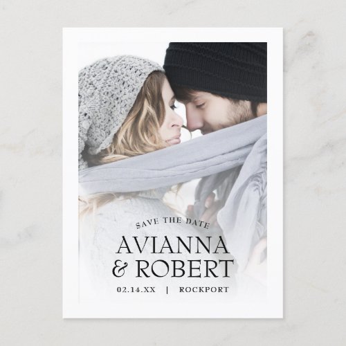 Minimalist Typography Photo Save the Date  Announcement Postcard