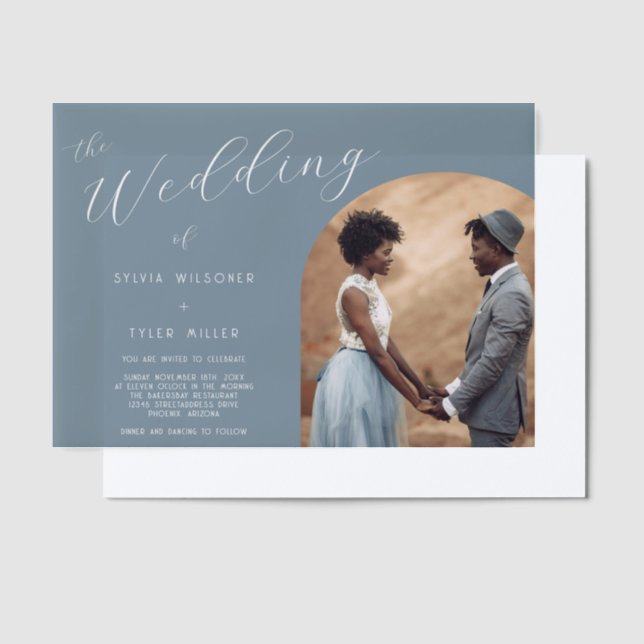 Minimalist Typography Photo Vellum Invitations (Offset)