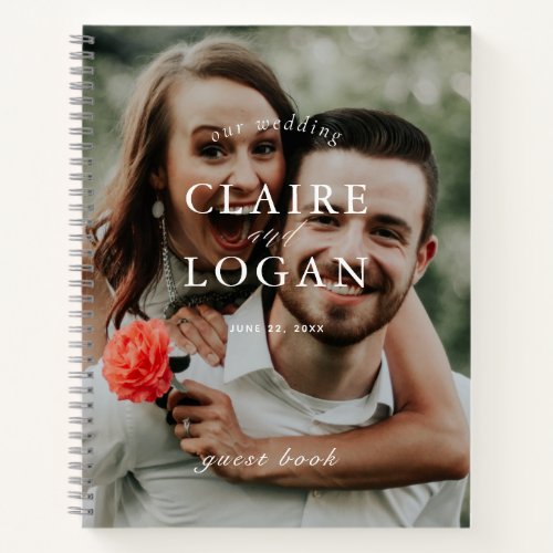 Minimalist Typography Photo Wedding Guest Book