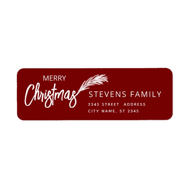 Minimalist typography pine Merry Christmas   Label (Front)