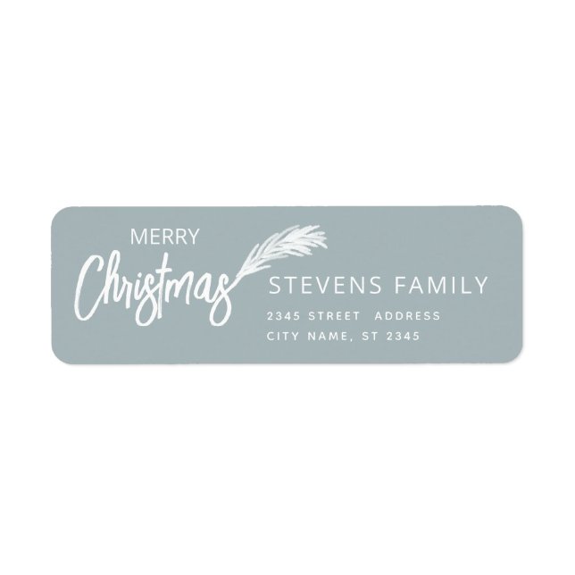 Minimalist typography pine Merry Christmas   Label (Front)