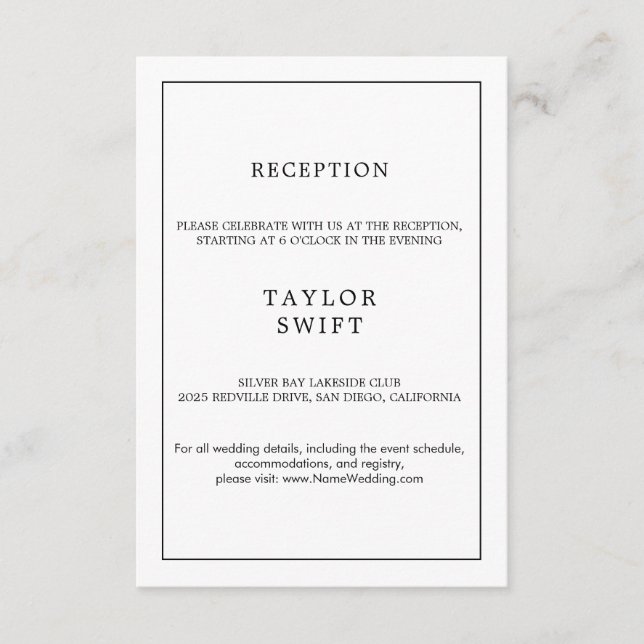 Minimalist Typography Reception Card (Front)