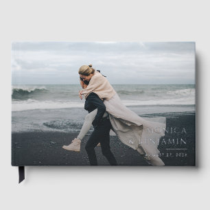 Minimalist Typography Rose Gold Foil Photo Wedding Foil Guest Book