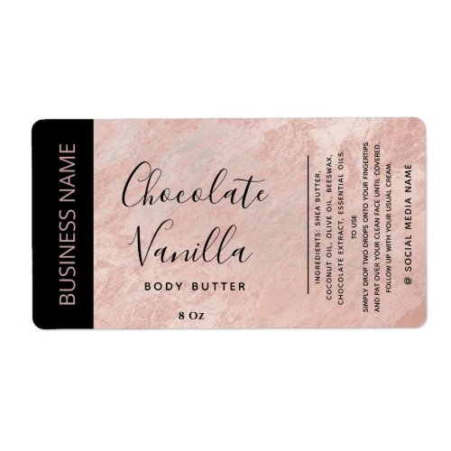 Minimalist typography  rose gold marble product    label