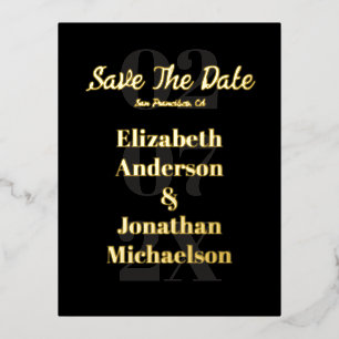 Minimalist Typography Save The Date Foil Invitation Postcard