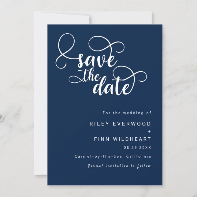 Minimalist Typography save the date invitation (Front)