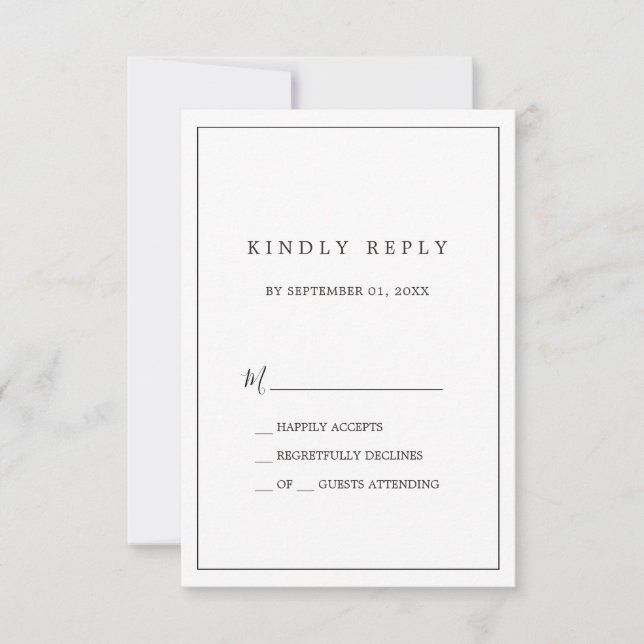 Minimalist Typography Simple RSVP Card (Front)