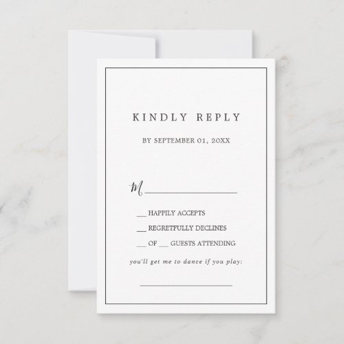 Minimalist Typography Song Request RSVP Card