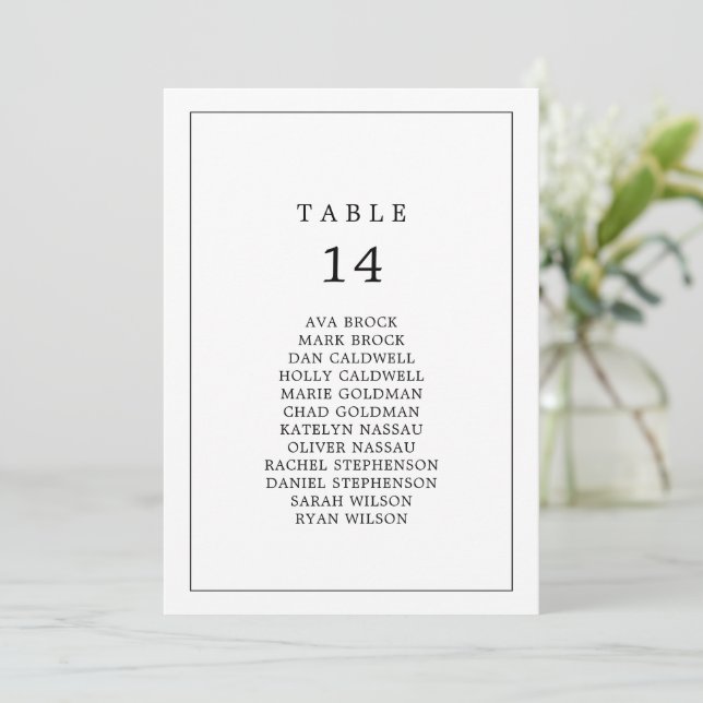 Minimalist Typography Table Number Seating Chart (Standing Front)