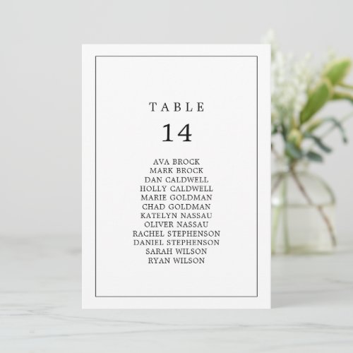 Minimalist Typography Table Number Seating Chart