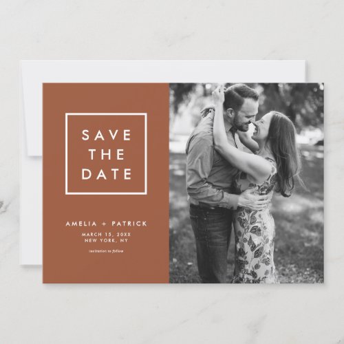 Minimalist Typography Terracotta Photo Save The Date