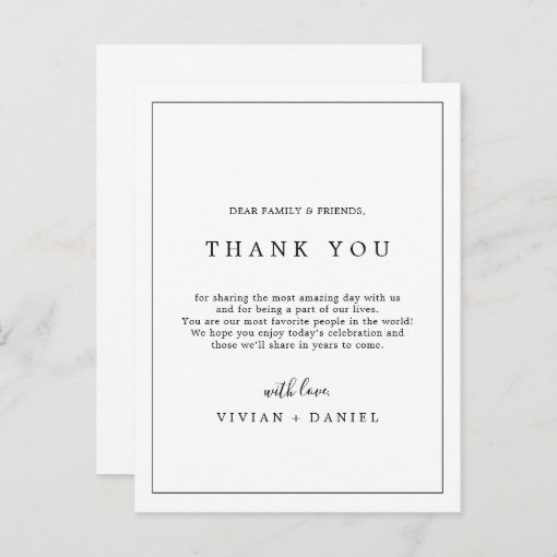 Minimalist Typography Thank You Reception Card | Zazzle