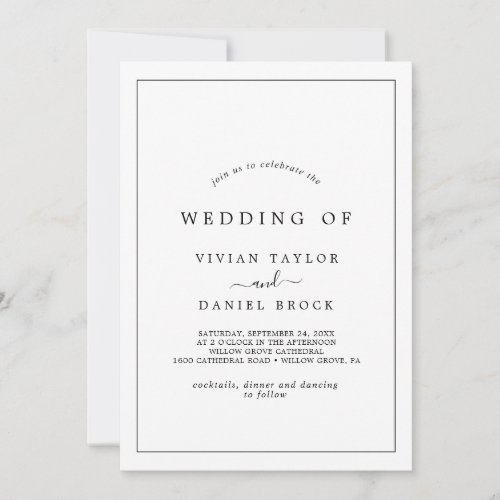 Minimalist Typography The Wedding Of Invitation