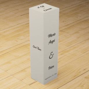 Minimalist Typography Warm Neutral Wedding Wine Box