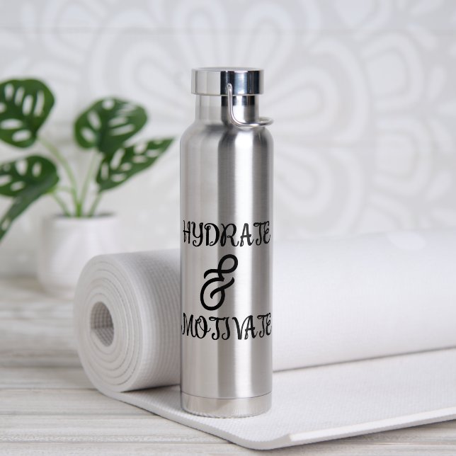 Minimalist Typography Water Bottle - Hydrate (Yoga (Rotated))