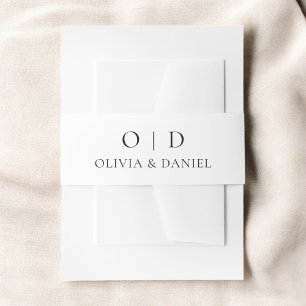 Minimalist Typography Wedding Chic Black White Invitation Belly Band