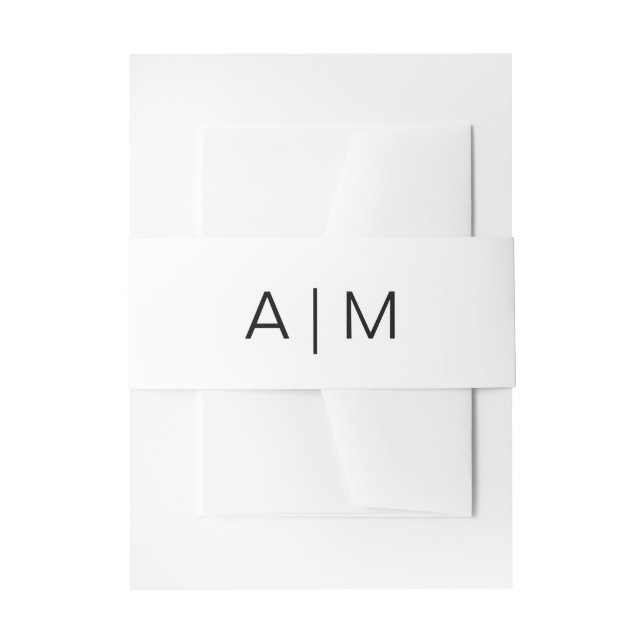 Minimalist Typography Wedding Chic Black White Invitation Belly Band (Front Example)