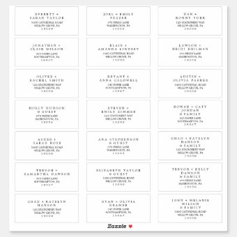 Minimalist Typography Wedding Guest Address Labels | Zazzle
