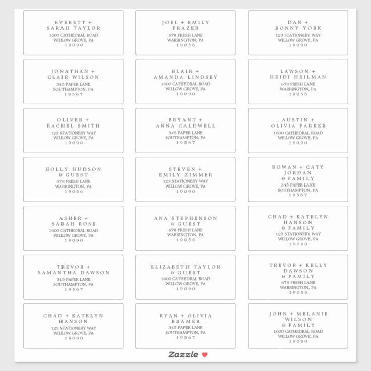 Minimalist Typography Wedding Guest Address Labels | Zazzle