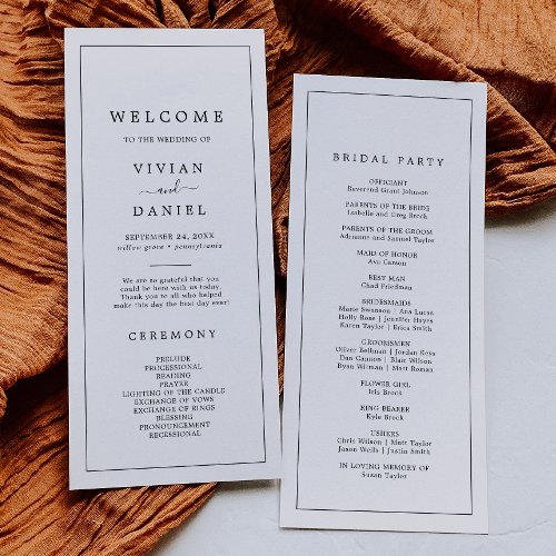 Minimalist Typography Wedding Program