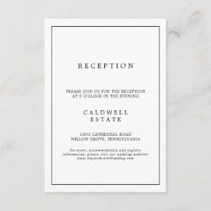 Minimalist Typography Wedding Reception Enclosure Card