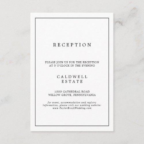 Minimalist Typography Wedding Reception Enclosure Card