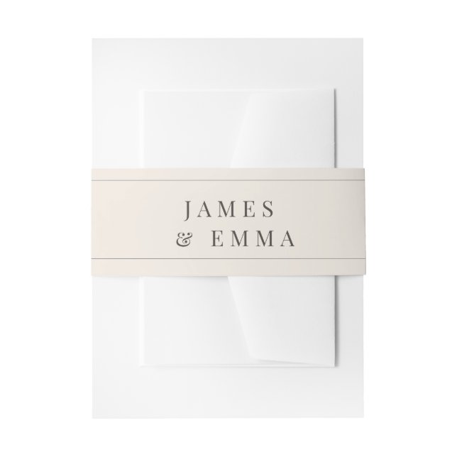 Minimalist Typography Wedding | Soft Beige Invitation Belly Band (Front Example)