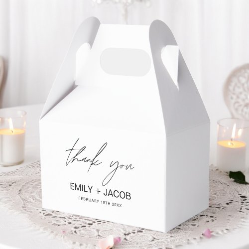 Minimalist Typography Wedding Thank You Favor Boxes