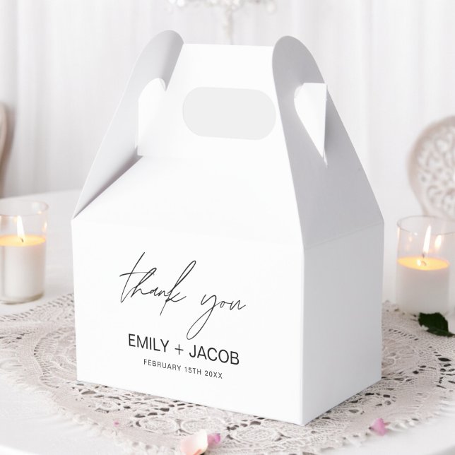 Minimalist Typography Wedding Thank You Favor Boxes (Creator Uploaded)