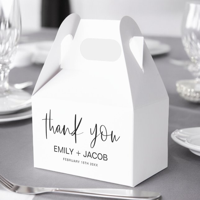 Minimalist Typography Wedding Thank You Favor Boxes (Creator Uploaded)