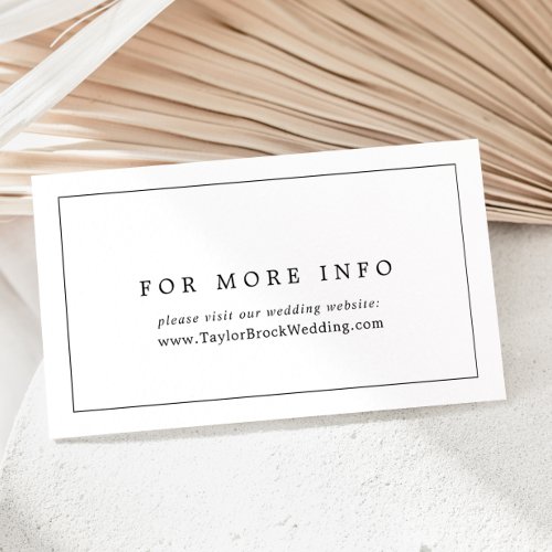 Minimalist Typography Wedding Website Enclosure Card