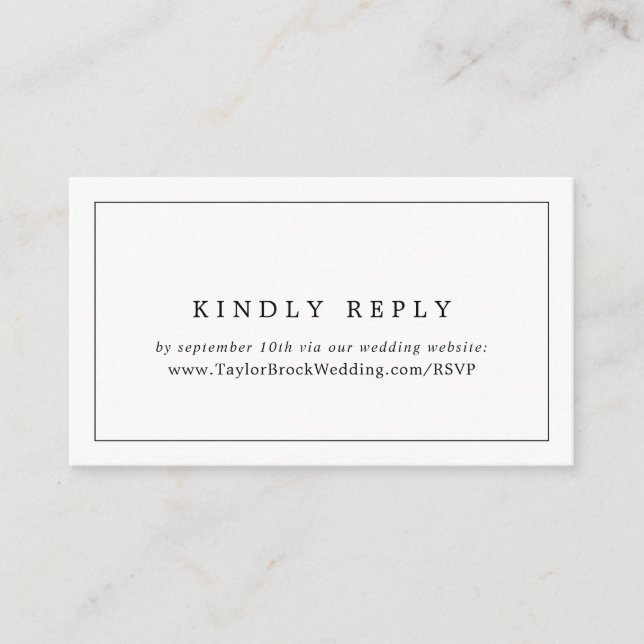 Minimalist Typography Wedding Website RSVP Enclosure Card (Front)