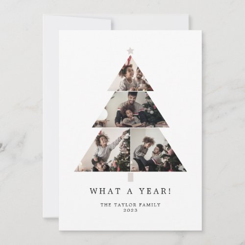 Minimalist Typography What A Year Christmas Tree Holiday Card