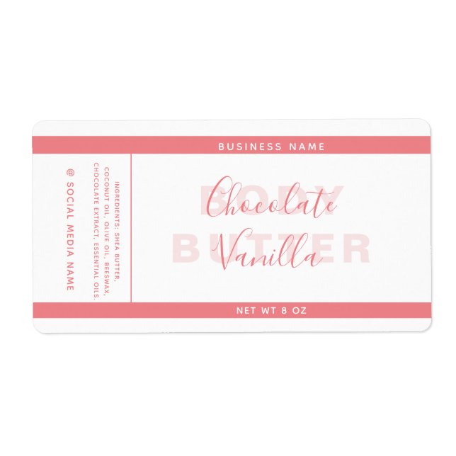Minimalist typography white product wrap around  label (Front)