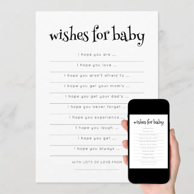 Minimalist Typography Wishes For Baby Shower Card 