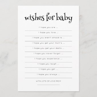 Minimalist Typography Wishes for Baby Shower card | Zazzle