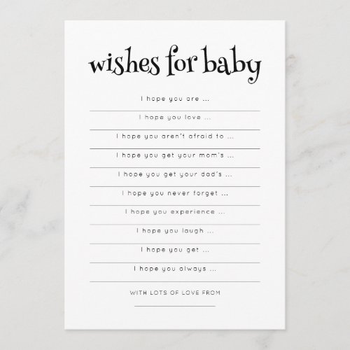 Minimalist Typography Wishes for Baby Shower card