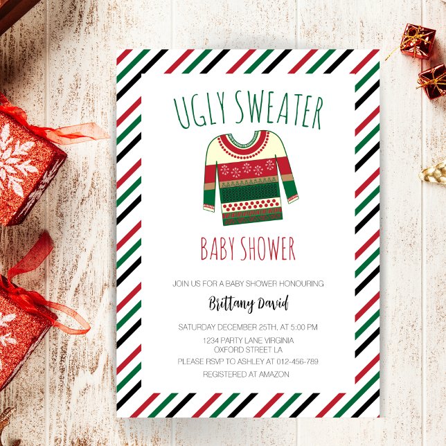Minimalist Ugly Sweater Christmas Baby Shower  Invitation (Creator Uploaded)