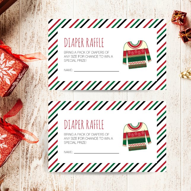Minimalist Ugly Sweater Diaper Raffle Enclosure Card (Creator Uploaded)