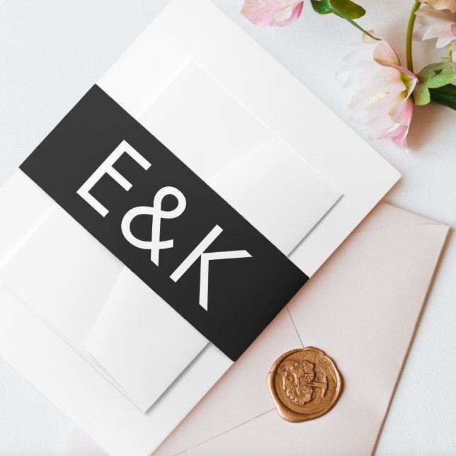 Minimalist Ultra Modern Bold Big Monogram Wedding Invitation Belly Band (Creator Uploaded)