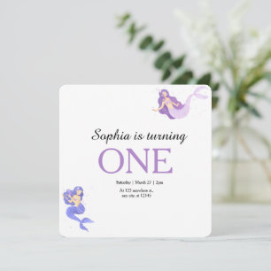 Minimalist Under the Sea Mermaid Birthday Invitation