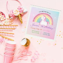 Minimalist Unicorn Rainbow Glitter birthday