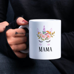 Minimalist unicorn script green rainbow mama co coffee mug